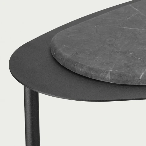 Стол журнальный МеталлАрт М024 черный мрамор/черный Mebelik 009494