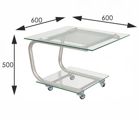 Стол журнальный Дуэт 9 металлик/ прозрачное от фабрики Mebelik