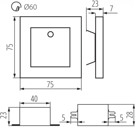 Подсветка ступеней лестницы встраиваемая светодиодная с датчиком движения Kanlux APUS 29856 (12V)