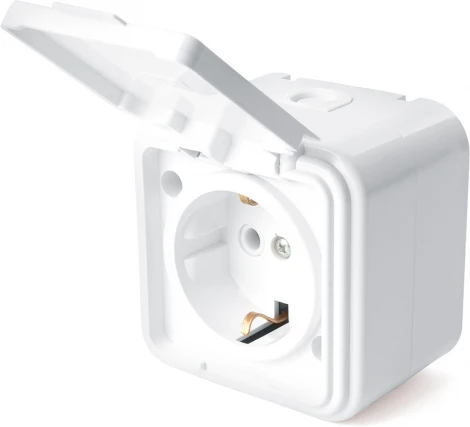 Розетка без заземления с защитной крышкой (белый) Stekker Брест 39691