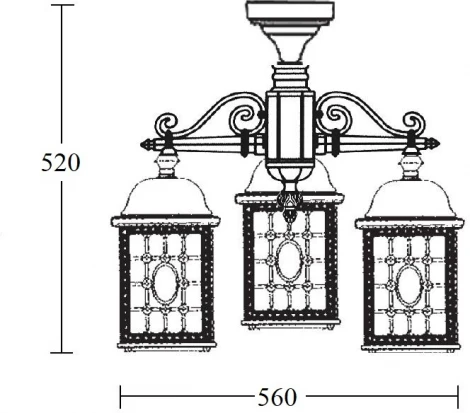 Потолочный светильник уличный Oasis Light LONDON S 64870SA/3 Bl (220V, фонарь, IP44)