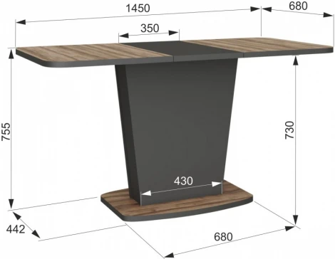 Кухонный стол Аквилон Woodville (Пластик,ЛДСП/Графит) арт.608570