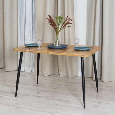 Стол PLUTO ЛДСП/металл, 120x80x77 см, Дуб вотан/Черный Tetchair 19317