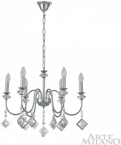 Подвесная люстра Arte Milano AM342101 342101/6 CR (220V, подвески, на цепи, подсвечник, свеча)