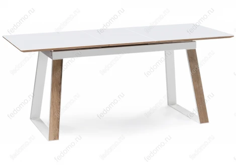 Стеклянный стол Авлида белый / дуб монтана