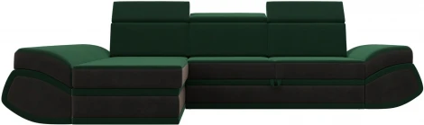 Диван угловой Лига-032 левый угол (Зеленый,Коричневый/Велюр) Лига Диванов арт.121645L