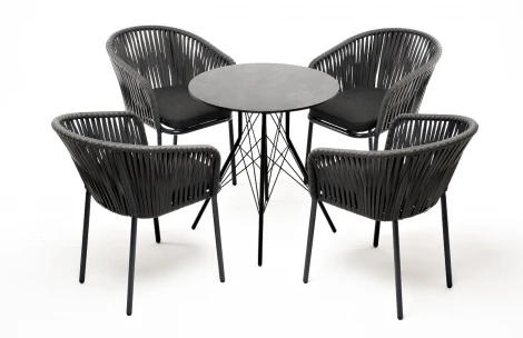 "Конте" обеденная группа на 4 персоны, круглый стол, цвет "серый гранит" 4SIS арт.УТ-00000811