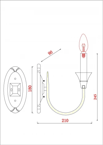 Бра Arte Lamp Collinetta A4094AP-1PB (220V, подсвечник, свеча)