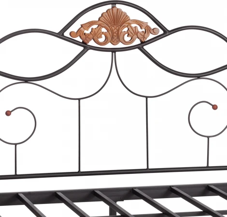 Кровать Tetchair Federica (Дерево гевея,Металл/Красный дуб,Черный) 20104