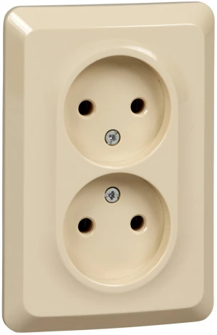 Розетка встраиваемая двойная без заземления (кремовый) Systeme Electric Etude PC16-105K