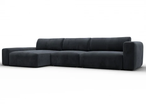 Диван угловой Лига-066 НПБ Лонг угол левый (ЛДСП,Фанера,Брус,Велюр/Темно-серый) Лига Диванов 131229L