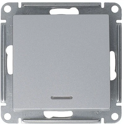 Выключатель встраиваемый одноклавишный с подсветкой (алюминий) Systeme Electric AtlasDesign ATN000313