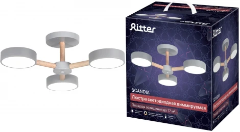 Потолочная люстра светодиодная на штанге с ДУ Ritter Scandia 51590 0