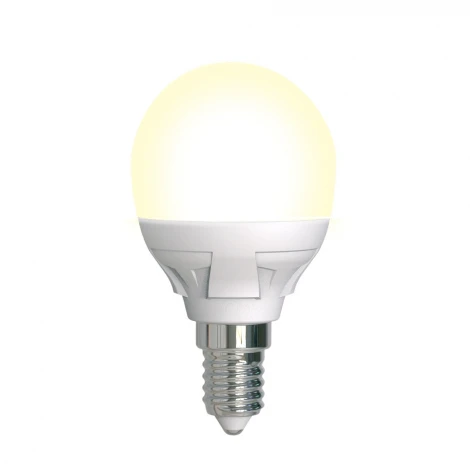 Лампочка светодиодная шар белая E14 7W 3000K Uniel LED-G45 7W/3000K/E14/FR/DIM PLP01WH
