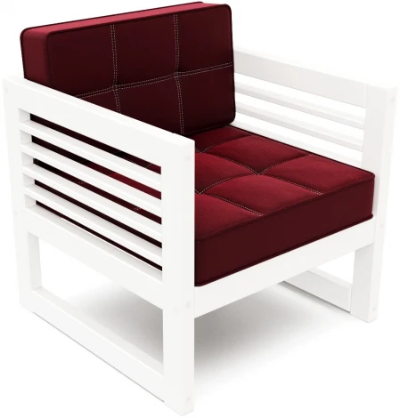 Кресло Arsko Сега белая эмаль велюр бордовый