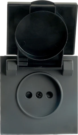 Розетка без заземления с защитной крышкой (черный) Stekker Эмили 49852