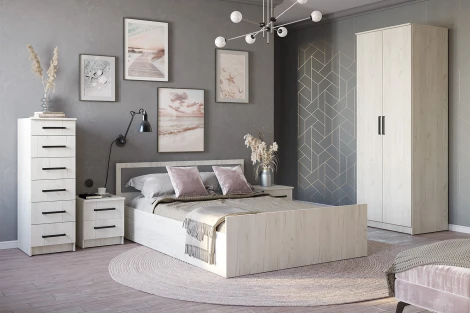 Тумбы прикроватные БТС Фиеста (2 шт.), Дуб крафт белый