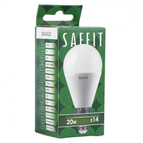 Лампа светодиодная Saffit SBG4520 55279 Шарик E14 20W 230V 4000K