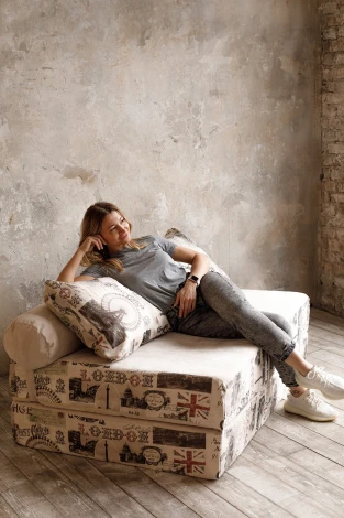 Бескаркасный диван Dreambag PuzzleBag Челси Бежевый XL 4906600