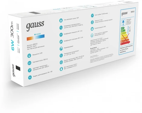 Настенный светильник Gauss Elena BR032 6W 300lm 290mm LED (220V, IP44)