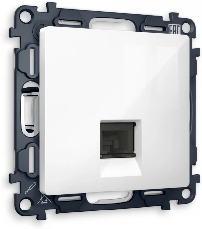 Комплект механизма Ambrella Volt компьютерной розетки ALFA MA112010 Белый глянец RJ-45(8P8C) CAT6 с защитной шторкой QUANT