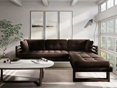 Диван Arsko Стоун Угловой венге шоколадный велюр
