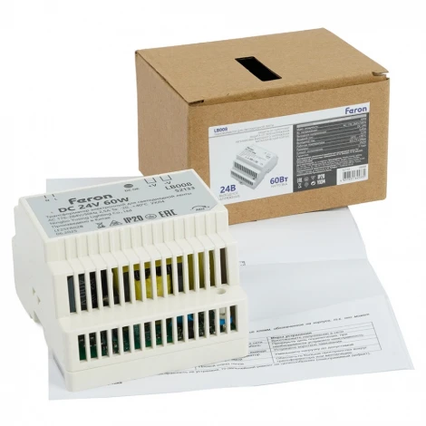 Трансформатор электронный для светодиодной ленты и оборудования на DIN-рейку 60W 24V Feron LB008 52133