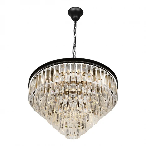 Подвесная люстра каскадная iLamp Triumph 6101-800 BK (220V, хрусталь, на цепи)