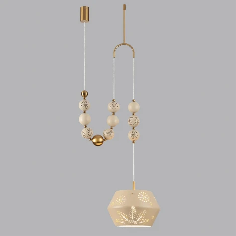 Подвесной светильник с держателем Odeon Light Karelia 5444/1C бежевый/античная бронза/металл/керамика E27 1*40W