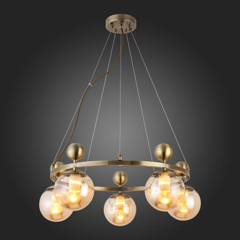 Подвесная люстра Evoluce Pechio SLE106303-05 (220V, на тросе, шарики, молекулы)