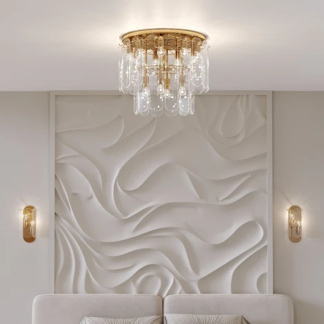 Потолочный светильник круглый Eurosvet Claire 60170 золото (220V, управление смартфоном, голосовое управление, умный дом - Minimir Home, Алиса, Маруся, Салют, круглые)