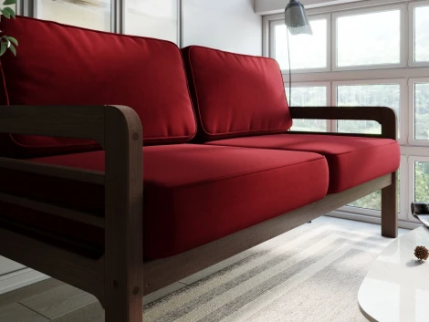 Диван Arsko прямой Бергер Б орех велюр красный