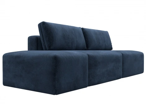Диван прямой модульный с пуфом Лига-060 НПБ (ЛДСП,Брус,Фанера/Пластик/Велюр/Синий) Лига Диванов 129657
