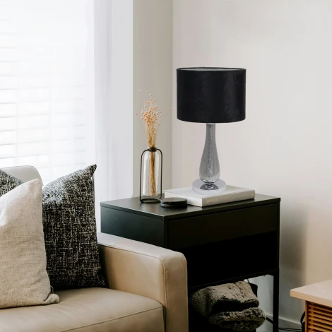 Настольная лампа Escada Ersa 10206/T Smoke 1x40Вт E27, стекло/ткань, прозрачный (220V, круглые)