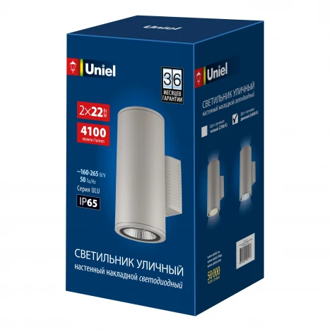 Архитектурная подсветка 6400K светло-серый Uniel ULU-S22D-2x22W/6400K IP65 LIGHT GREY