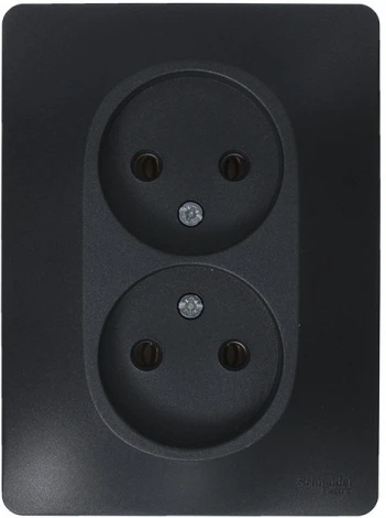 Розетка встраиваемая двойная без заземления (антрацит) Systeme Electric Glossa GSL000720