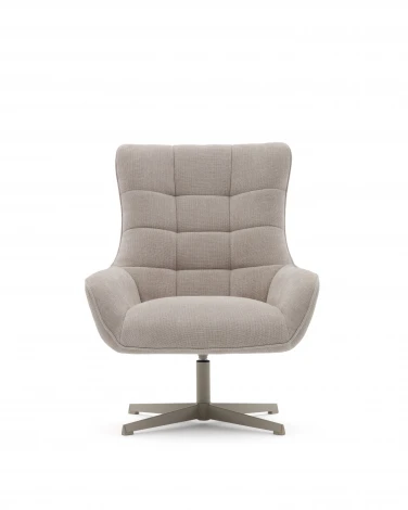 Teryl Кресло из шенилла бежевого цвета с серым металлом La Forma (ex Julia Grup) арт.212358