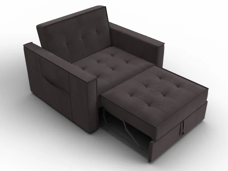 Кресло-кровать Лига-104 (80) (ЛДСП,Брус,Фанера,Велюр/Коричневый) Лига Диванов 134856