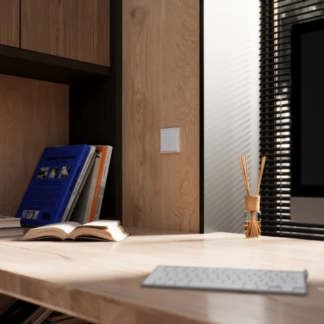 Выключатель встраиваемый Voltum S70 для жалюзи 10А, (белый глянцевый)