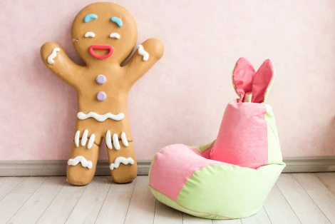 Кресло мешок Dreambag Зайчик Салатово-Розовый (Классический) 19188