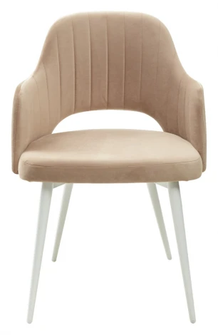 Стул FANTINE-LA БЕЖЕВЫЙ #5, велюр/ белый каркас