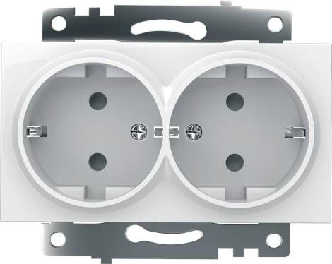 Розетка двойная с заземлением и шторками (белый) Stekker Катрин 39574