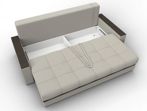 Диван прямой с декором Лига-096 НПБ (ДВП,ДСП,ЛДСП,Брус,Фанера/Пластик/Рогожка,Экокожа/Бежевый,Коричневый) Лига Диванов 132567