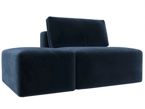 Модули диван и пуф Лига-060 НПБ (ЛДСП,Брус,Фанера,Велюр/Синий) Лига Диванов 129590