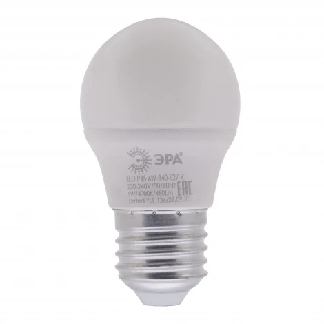 Лампочка светодиодная E27 6W ЭРА LED P45-6W-840-E27 R