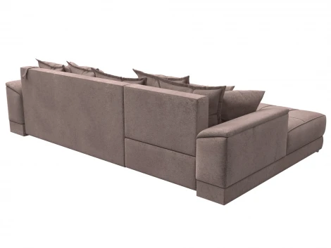 Диван угловой НордСтар левый угол (ДСП,Брус/Пластик/Велюр/Бежевый) Лига Диванов 127940L