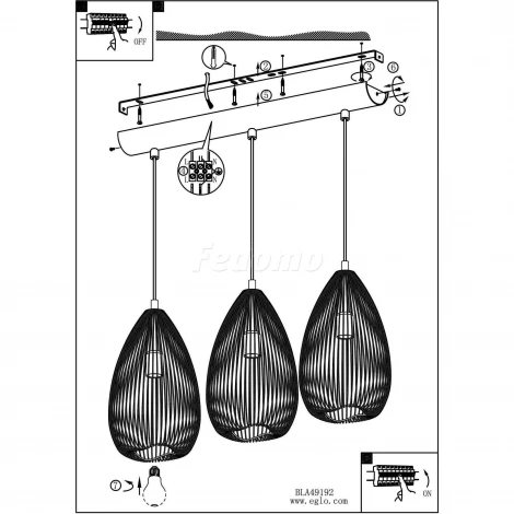 Подвесной светильник Eglo Clevedon 49142 (220V, на проводе, бокалы)