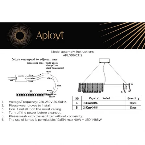 Подвесной светильник Aployt Genowefa APL.796.03.12