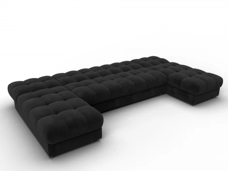 Диван П-образный Лига-116 НПБ (ДСП,ЛДСП,Велюр/Черный) Лига Диванов 137331