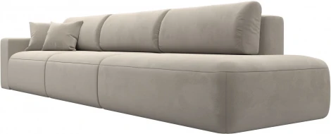 Диван прямой Лига-036 НПБ Модерн Лонг подлокотник слева (Бежевый/Микровельвет) Лига Диванов арт.121347L